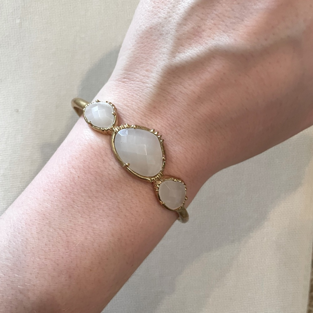 Made In India 14k Gold Plated Moon Stone Cuff Bra… - image 1